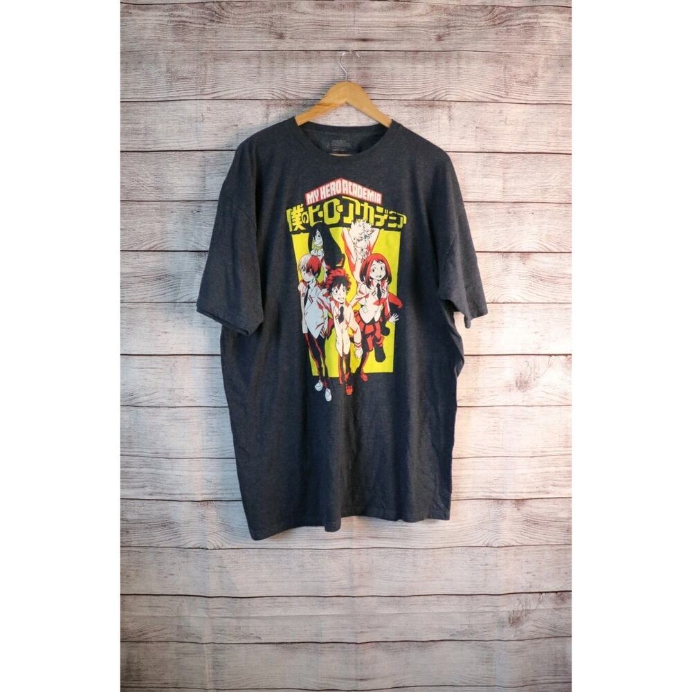 My Hero Academia 2X Anime Cartoon Graphic Print Gray T Shirt